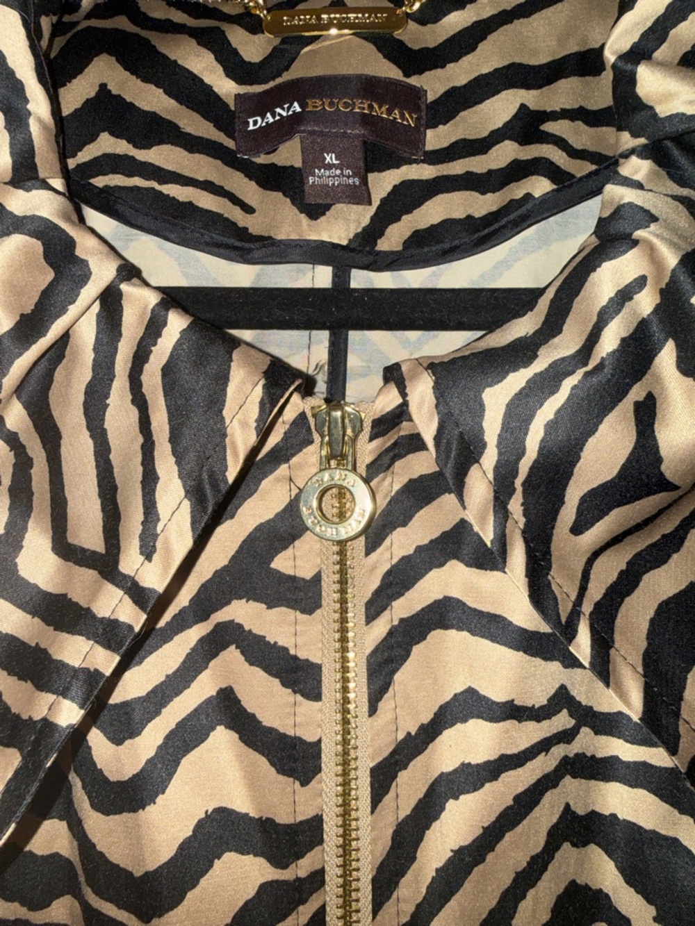 Dana Buchman Zebra-Print Trench Coat in Black & Cream - Picture 4 of 8